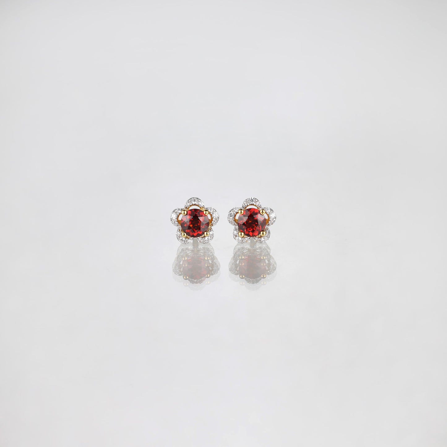 Garnet Sakura Flower Earrings