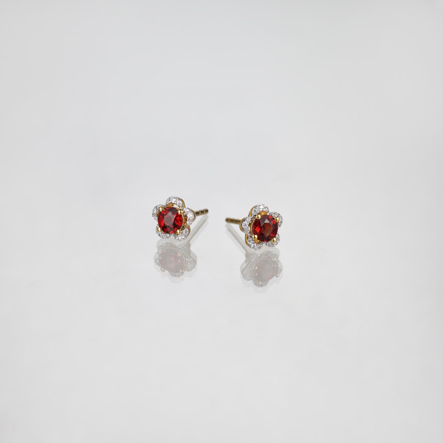 Garnet Sakura Flower Earrings