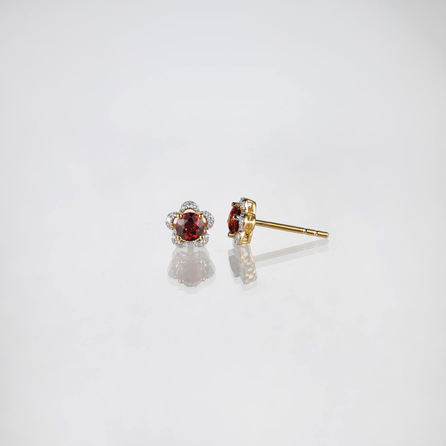 Garnet Sakura Flower Earrings