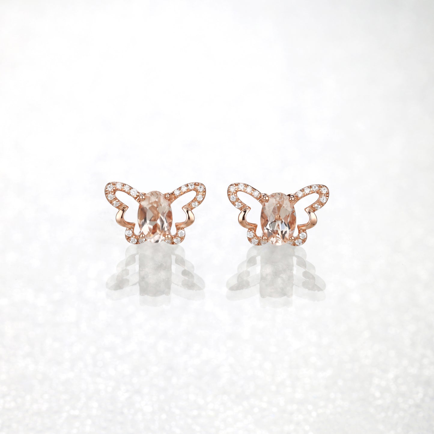 Oval Morganite Butterfly Earrings