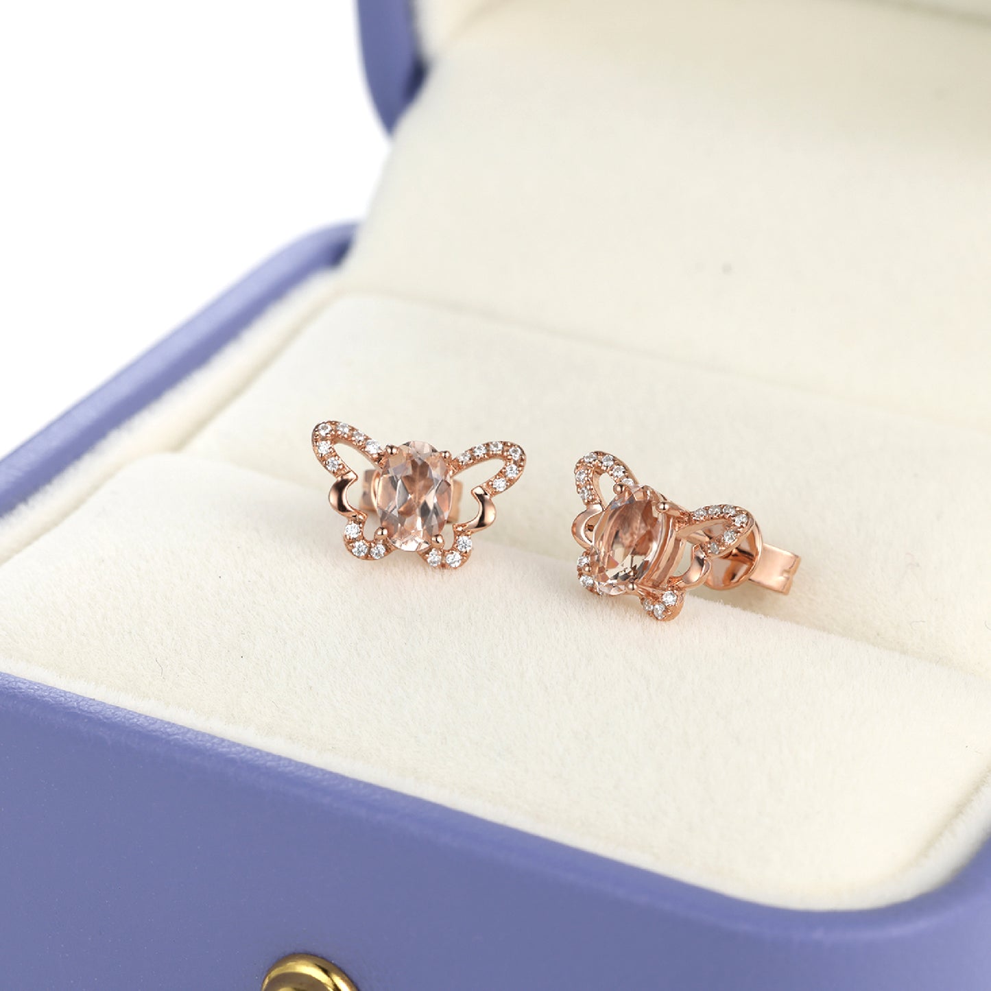 Oval Morganite Butterfly Earrings