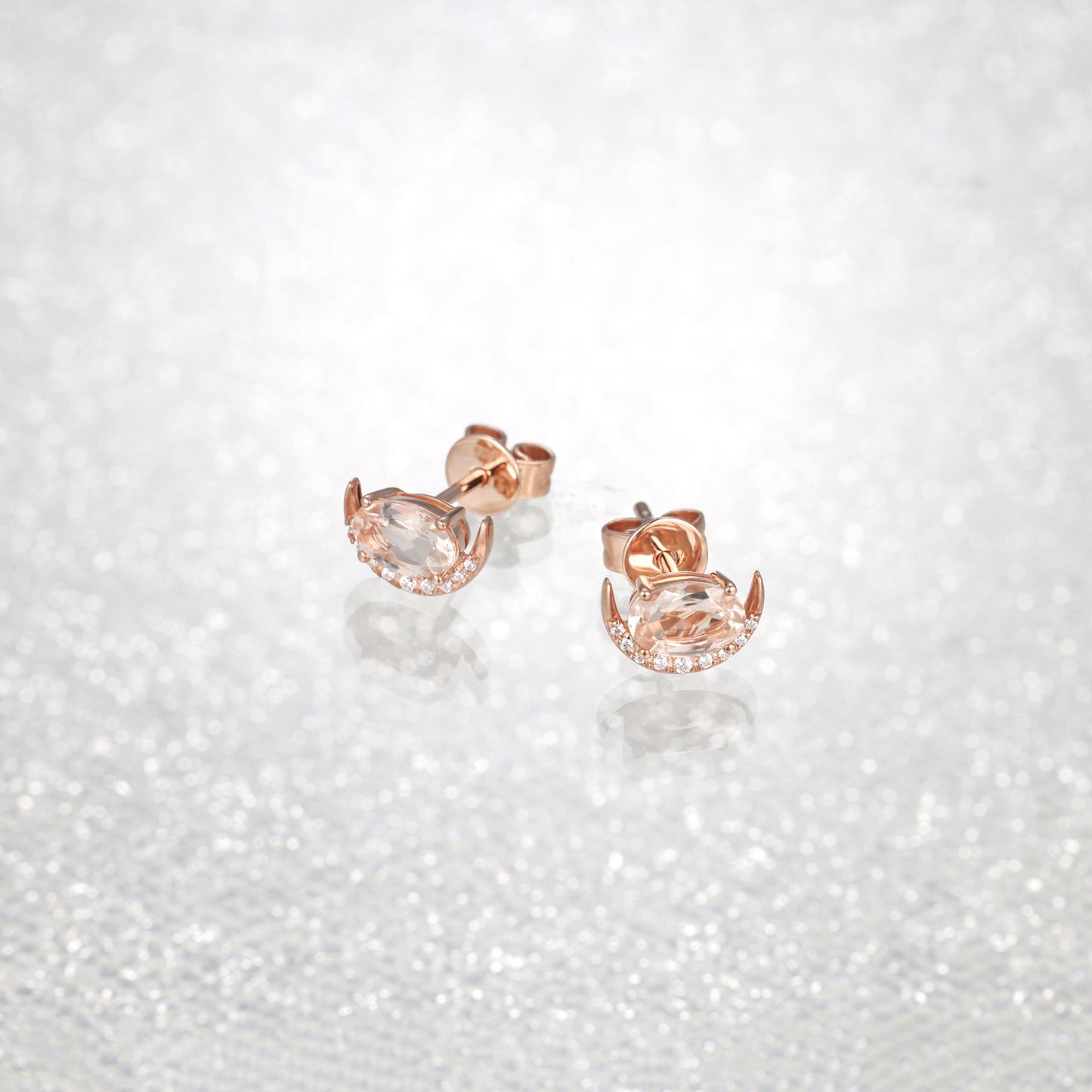 Moon Morganite Diamond Earrings