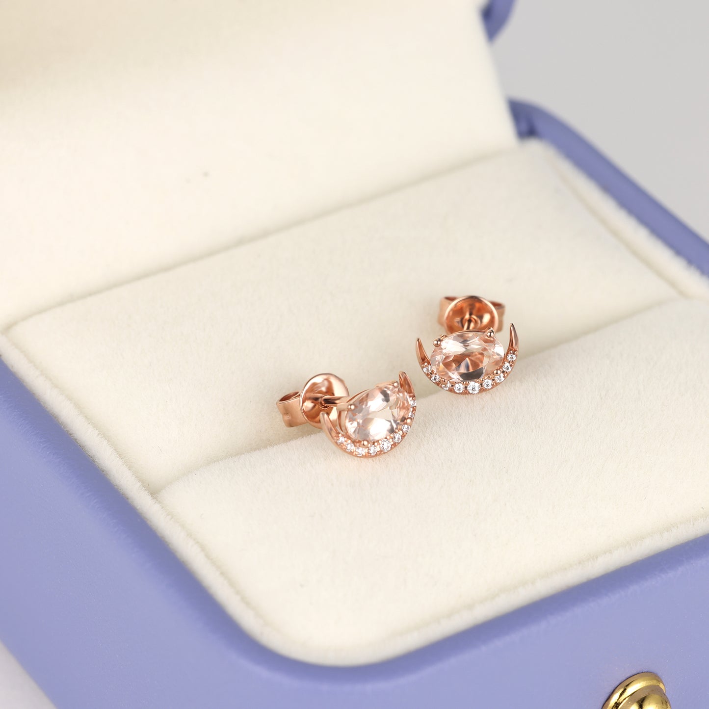 Moon Morganite Diamond Earrings