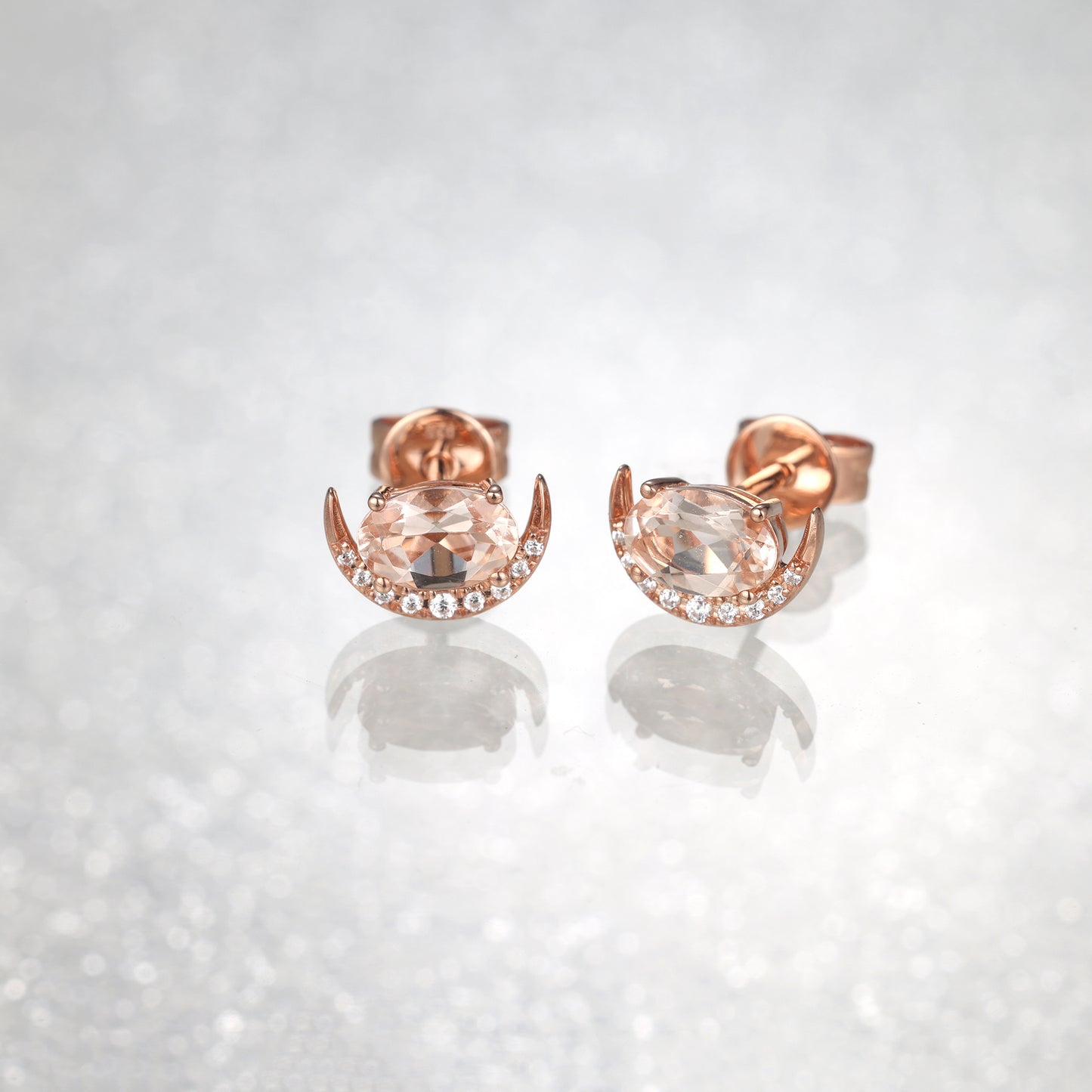 Moon Morganite Diamond Earrings