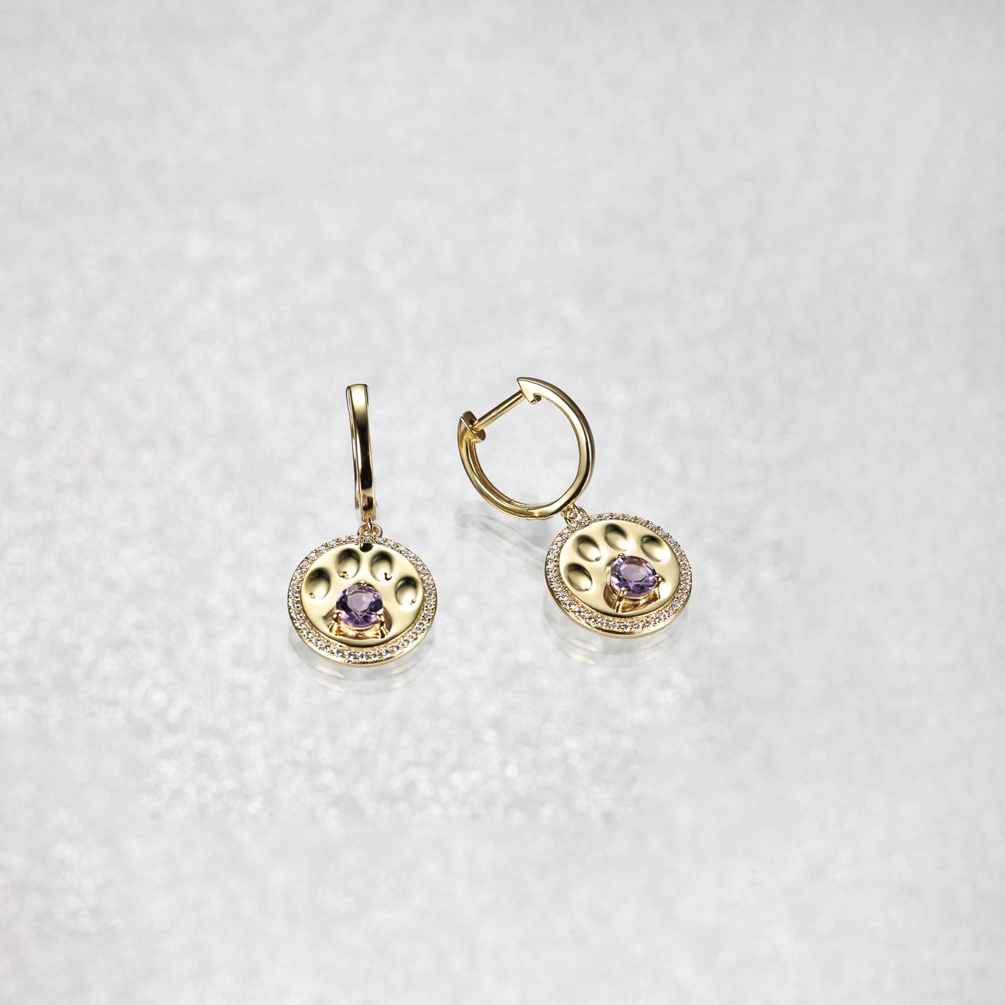 Round Amethyst Stud Dangle Pet Earrings