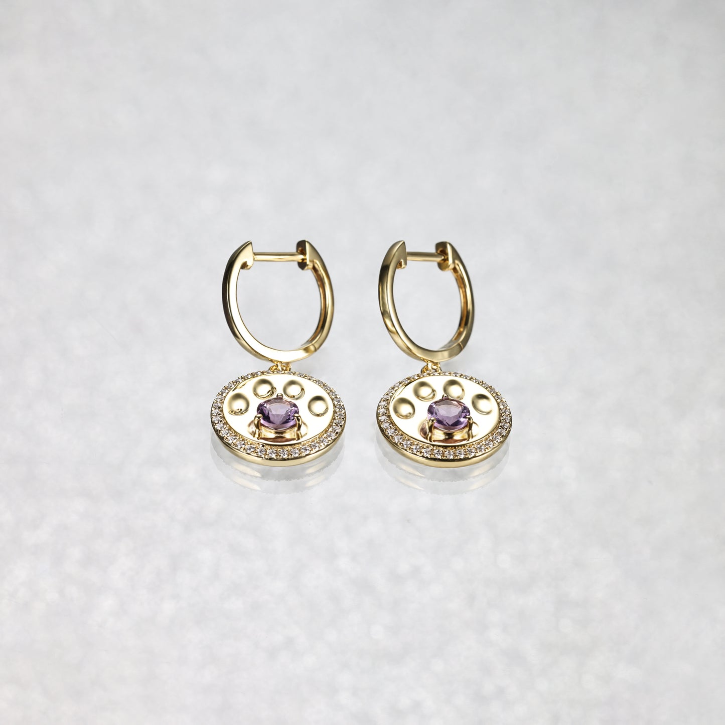 Round Amethyst Stud Dangle Pet Earrings