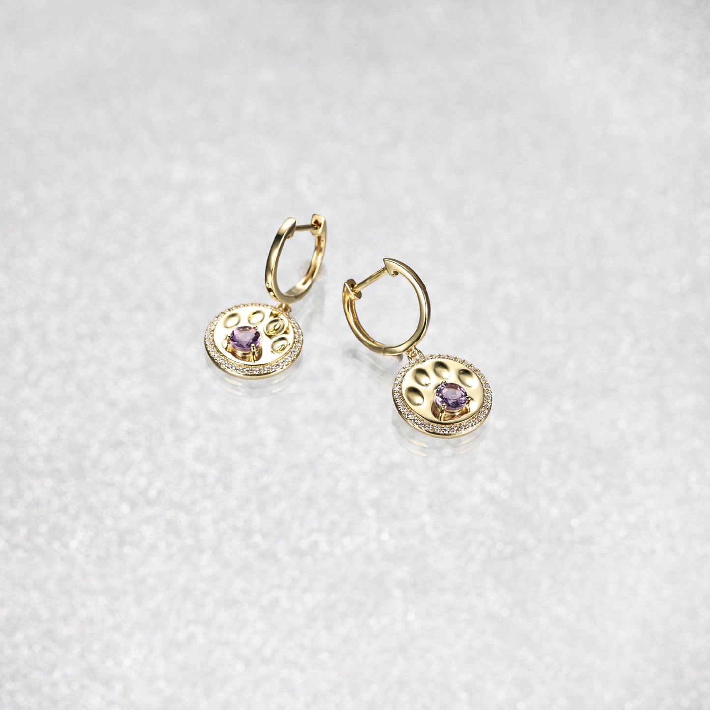 Round Amethyst Stud Dangle Pet Earrings