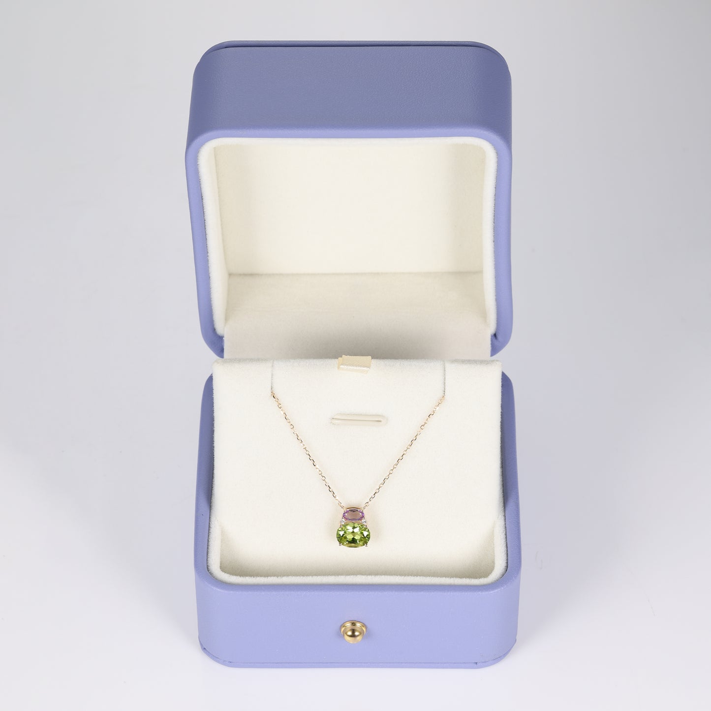 Amethyst Peridot Two Stone Necklace