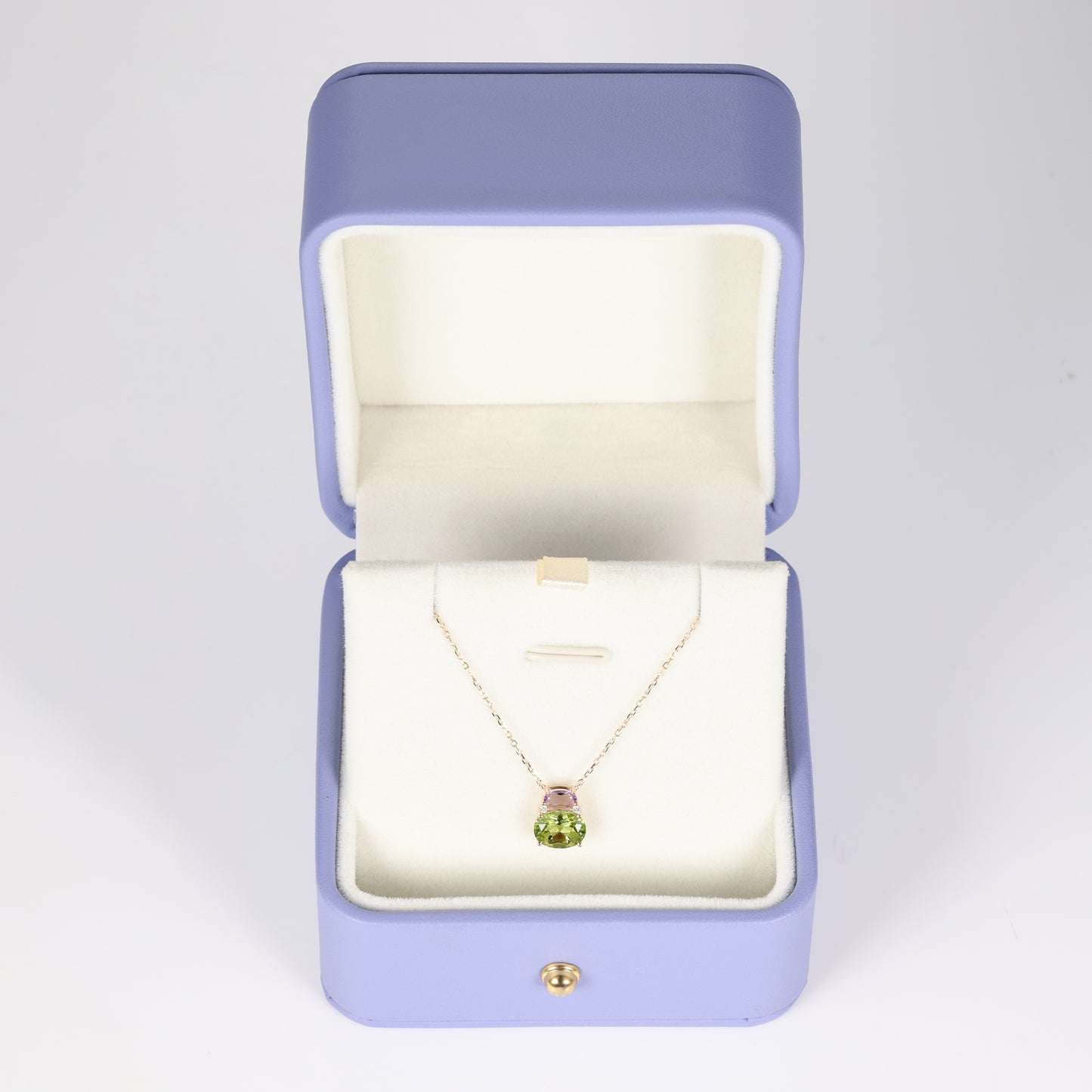 Amethyst Peridot Two Stone Necklace
