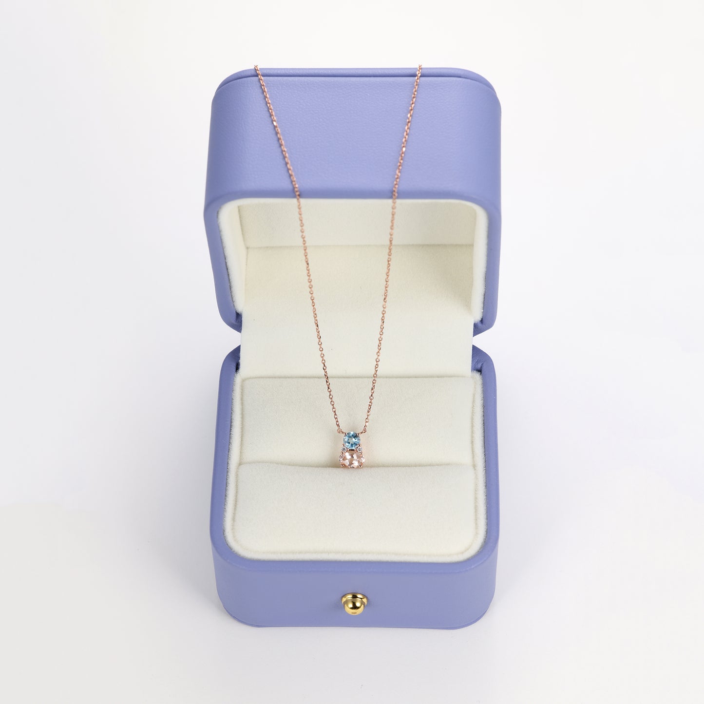 Blue Topaz Peach Morganite Necklace