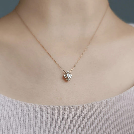 Peach Morganite Flower Necklace (Instock)