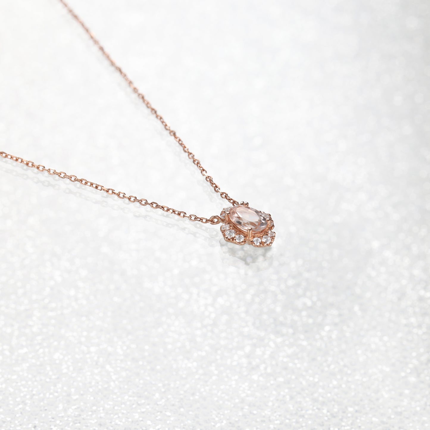 Peach Morganite Flower Diamond Necklace