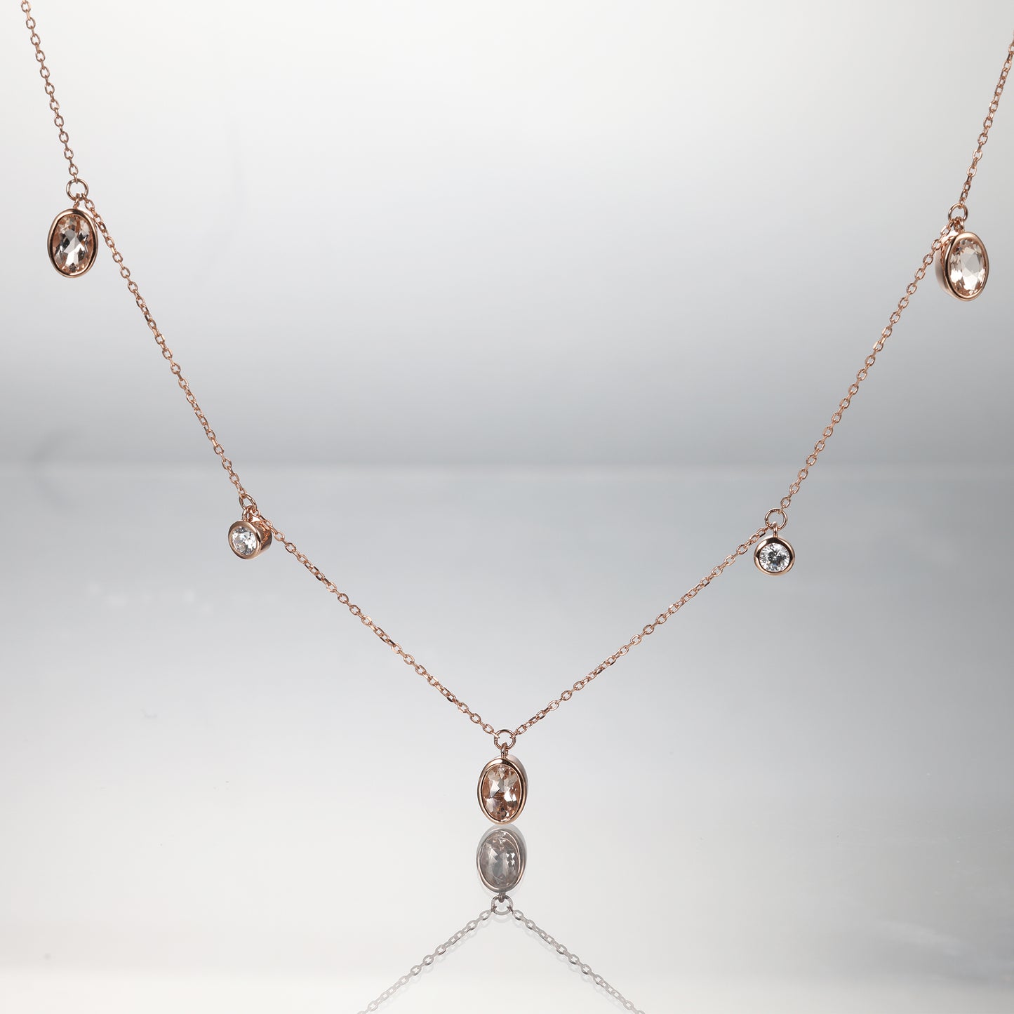 Oval Morganite Charm Choker Necklace