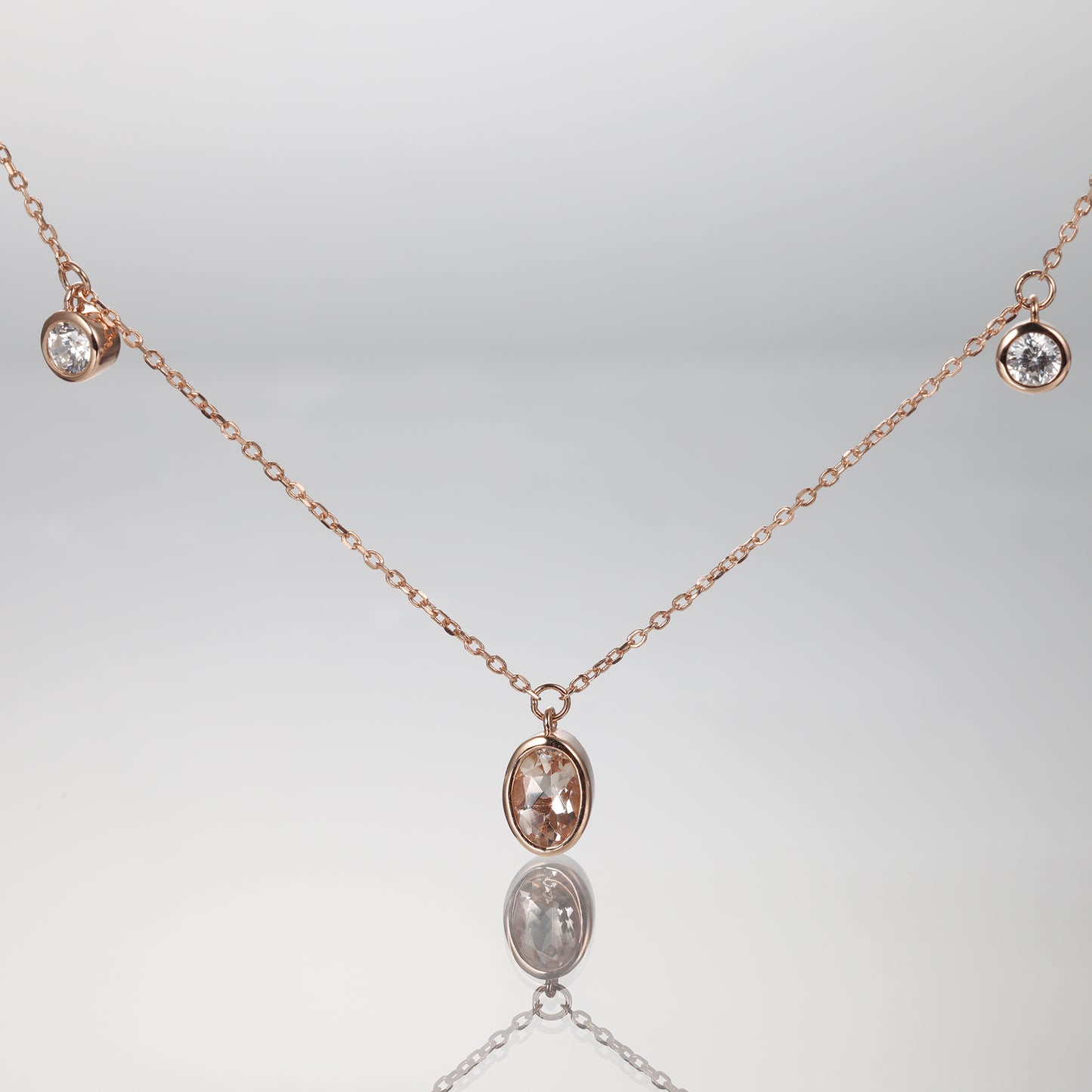 Oval Morganite Charm Choker Necklace