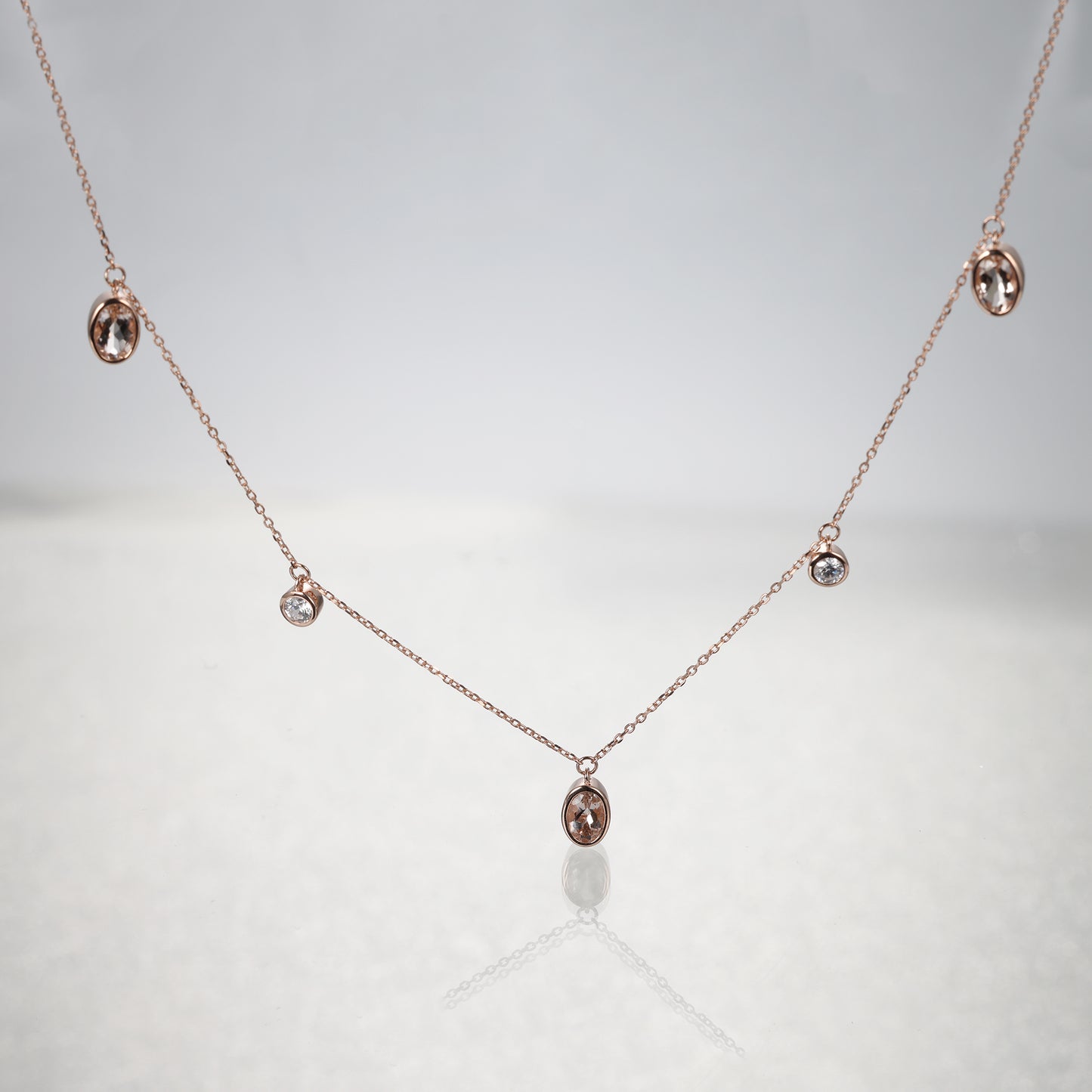 Oval Morganite Charm Choker Necklace