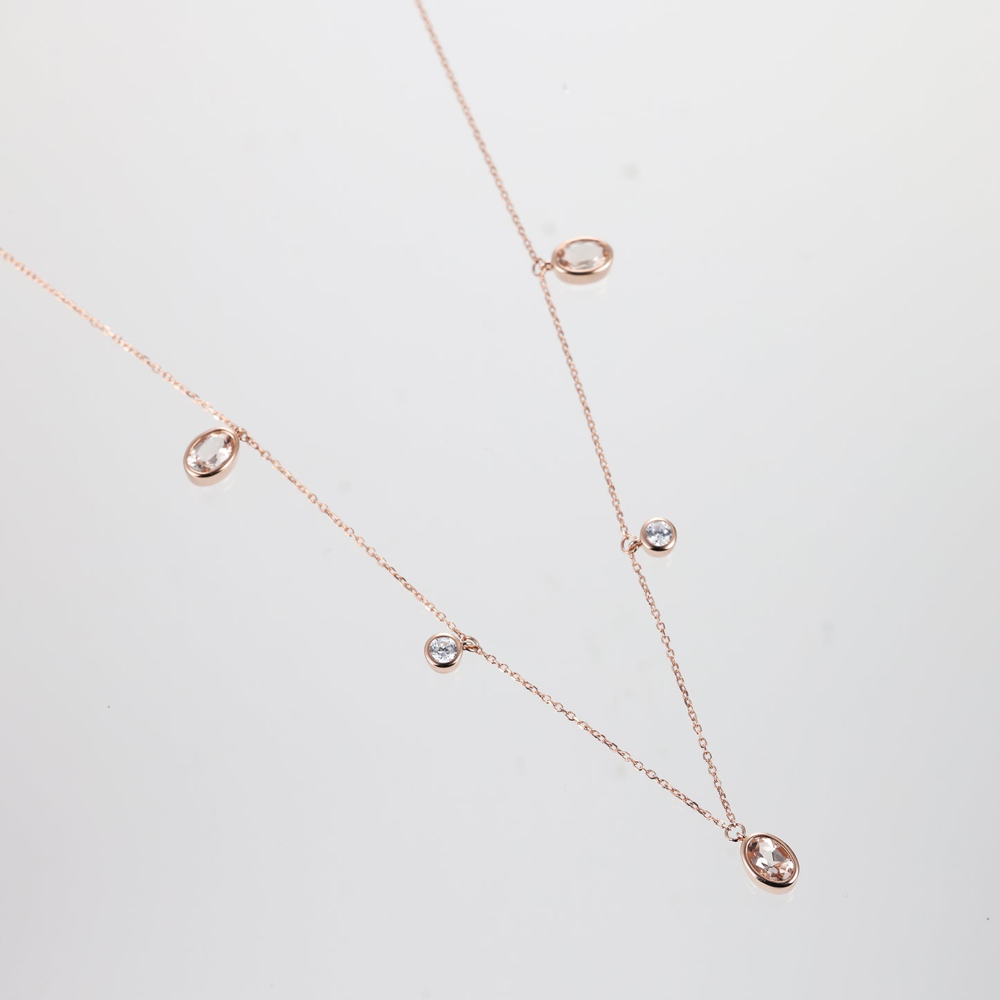 Oval Morganite Charm Choker Necklace