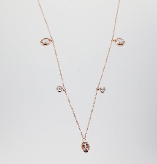 Oval Morganite Charm Choker Necklace