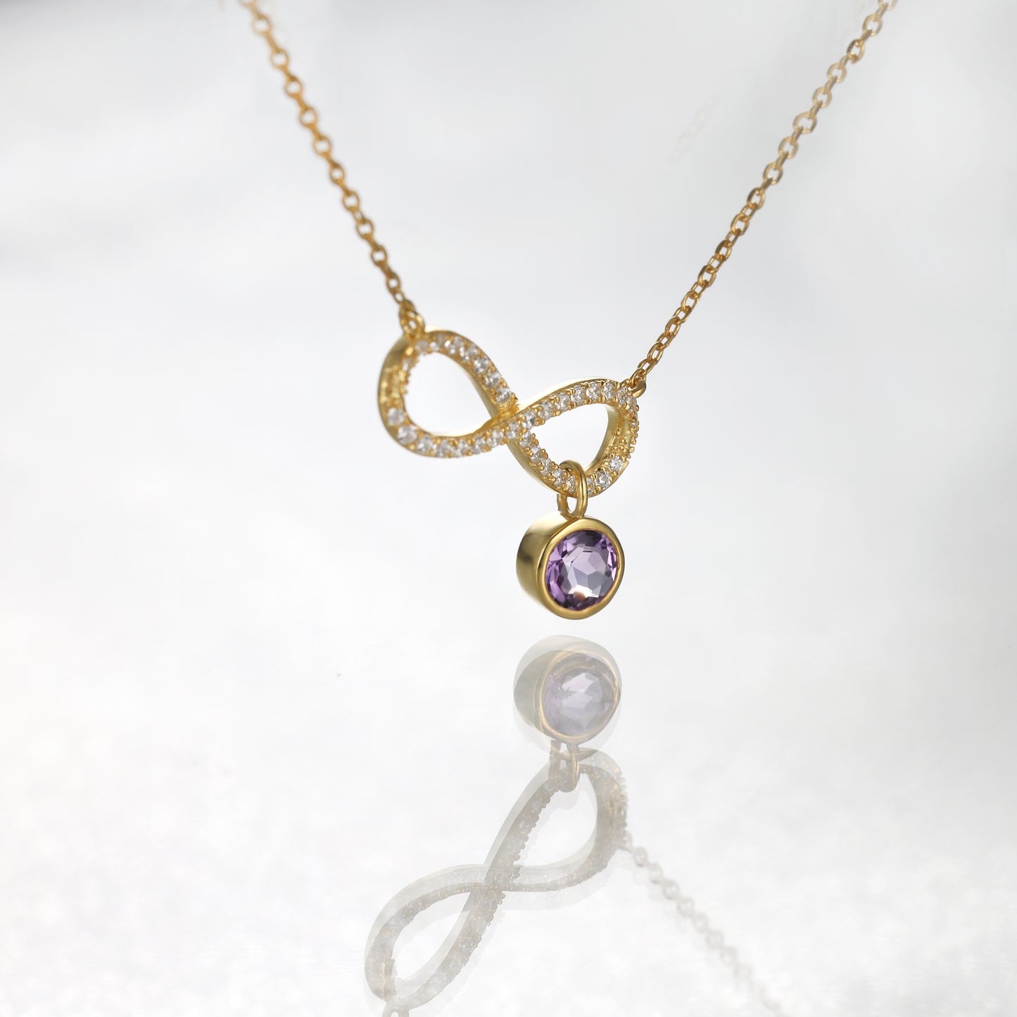 Infinity Amethyst Birthstone Necklace