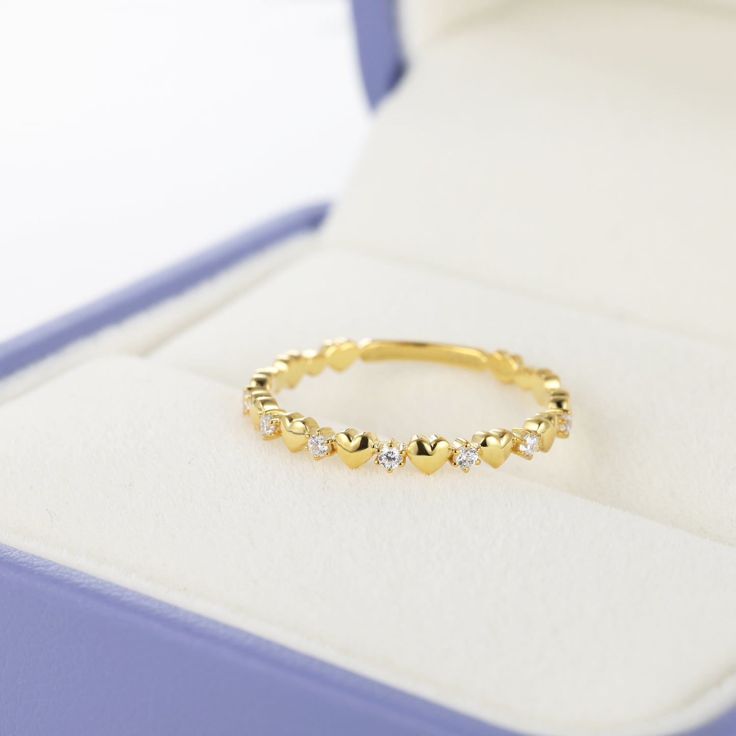 Solid Gold Heart Band Ring