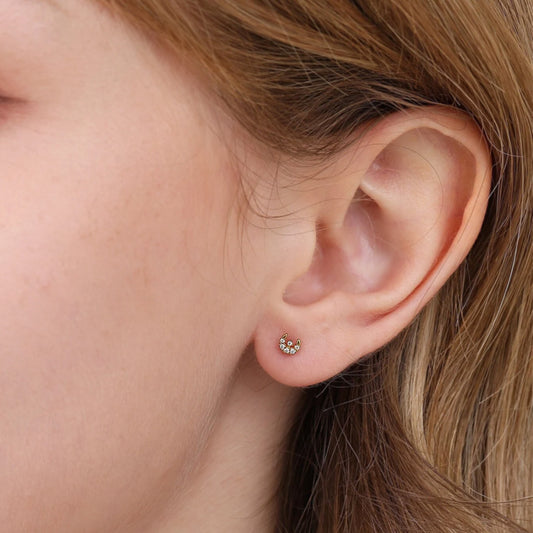 Dainty Crescent Moon Stud Earrings