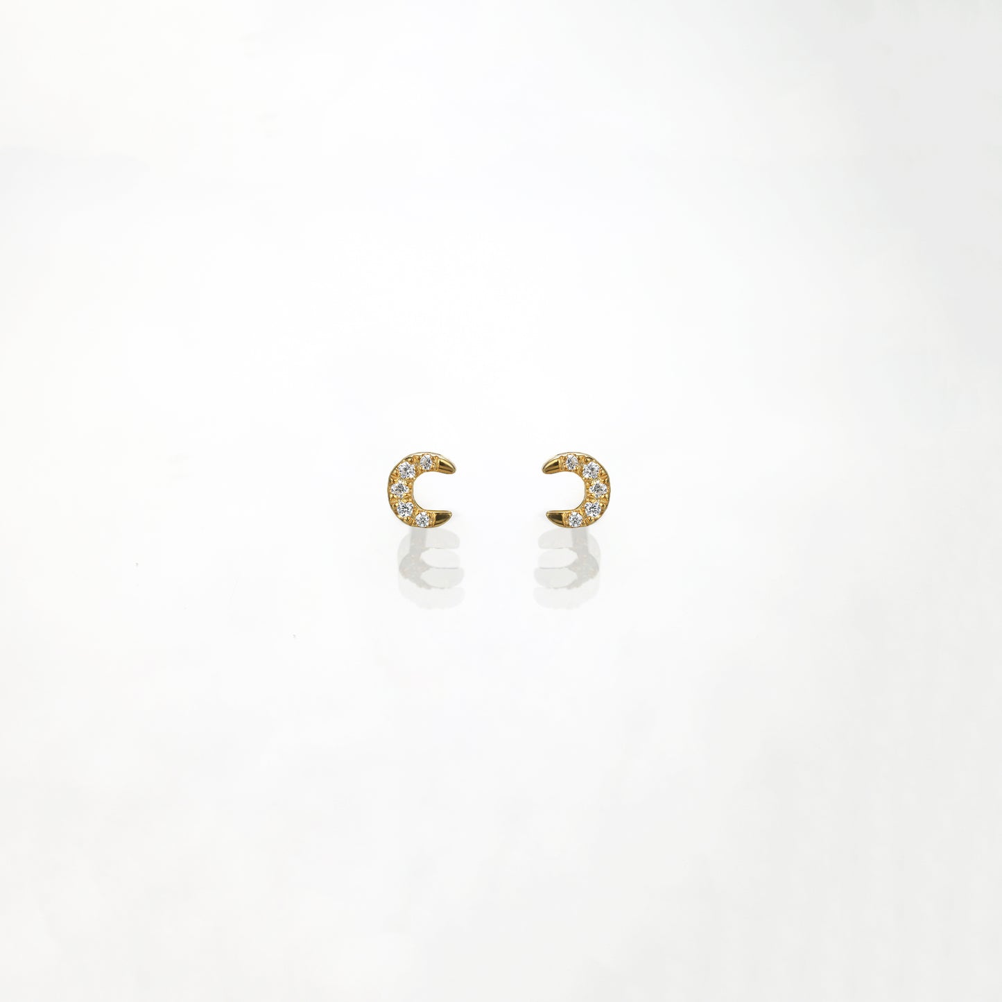 Crescent Moon Diamond Stud Earrings