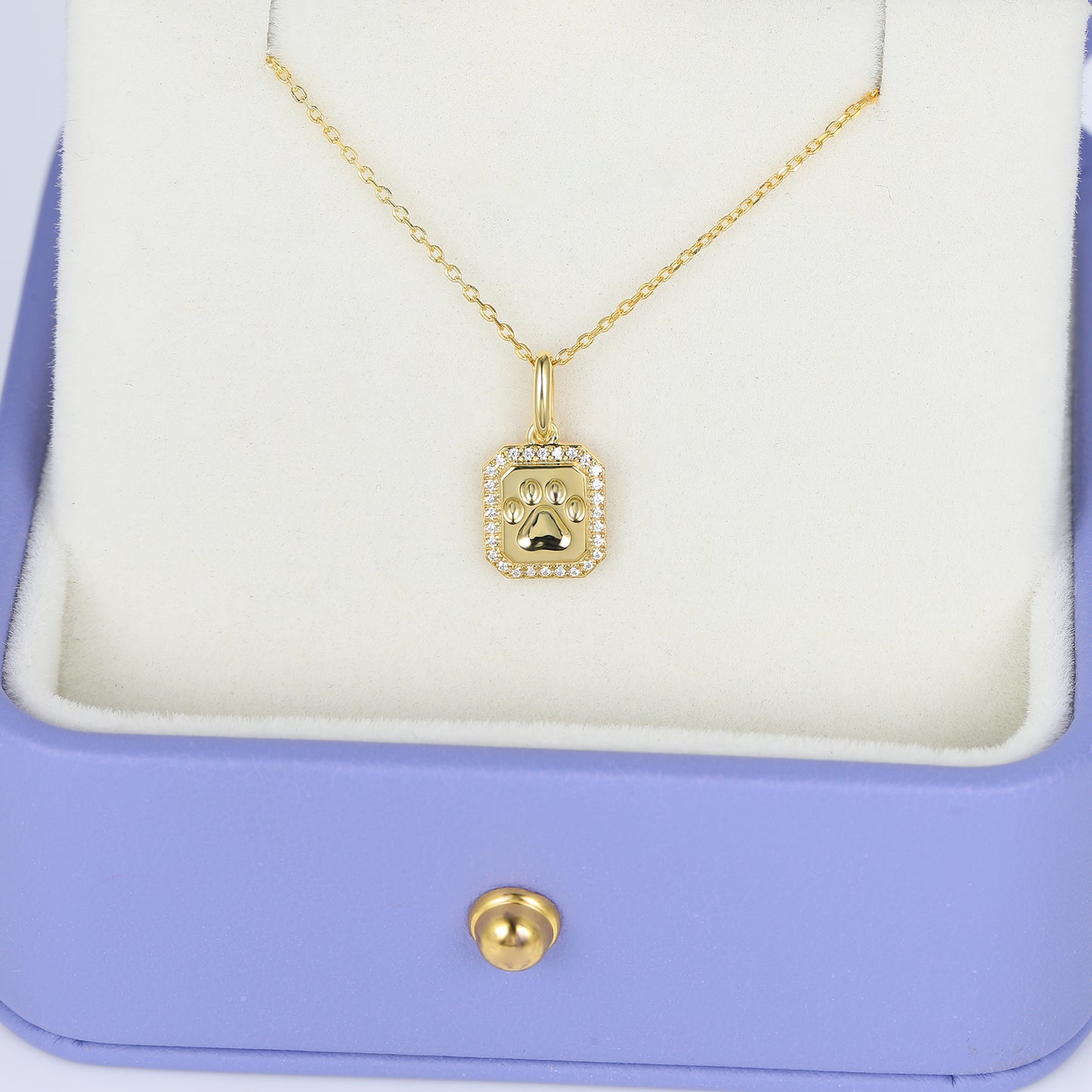 Solid Gold Signet Paw Tag Pendant