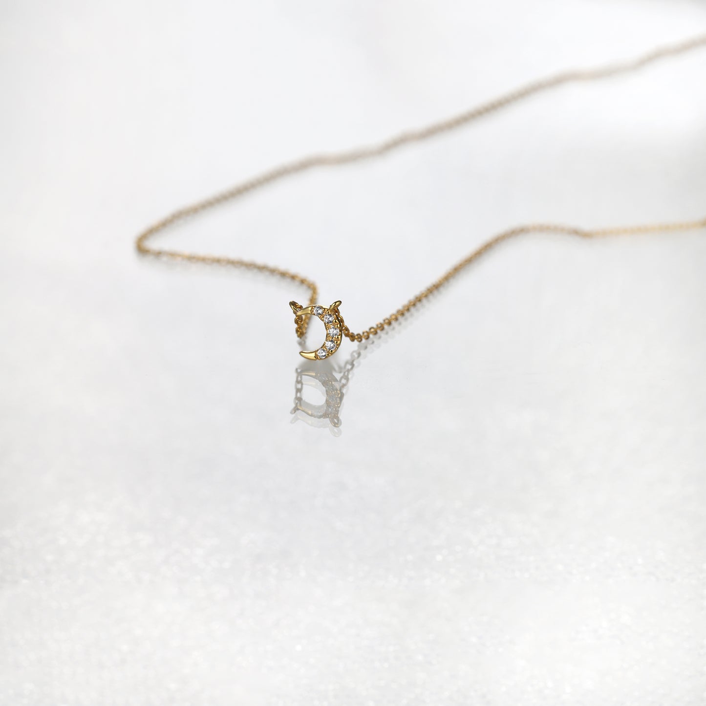 Tiny Moon Diamond Necklace