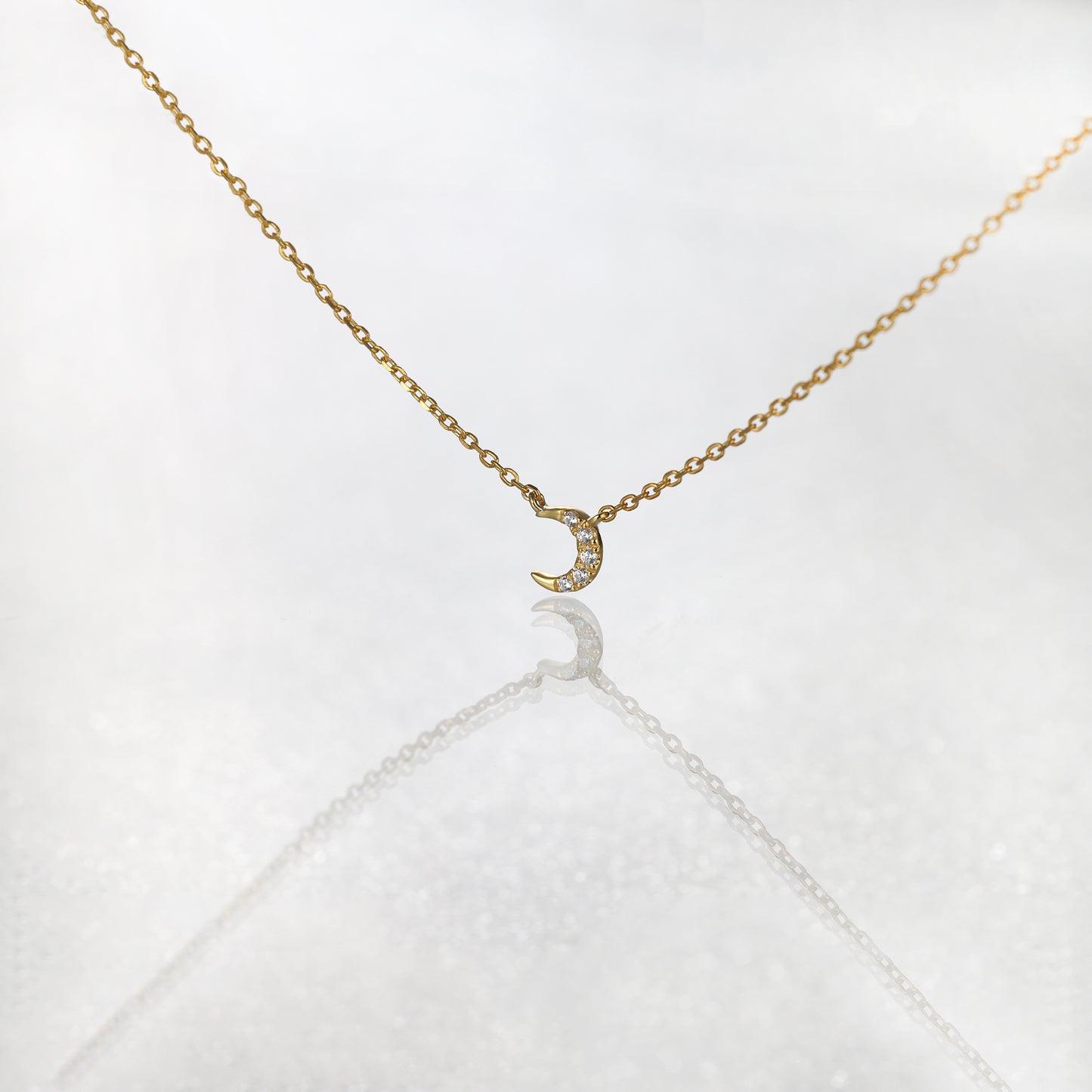 Tiny Moon Diamond Necklace
