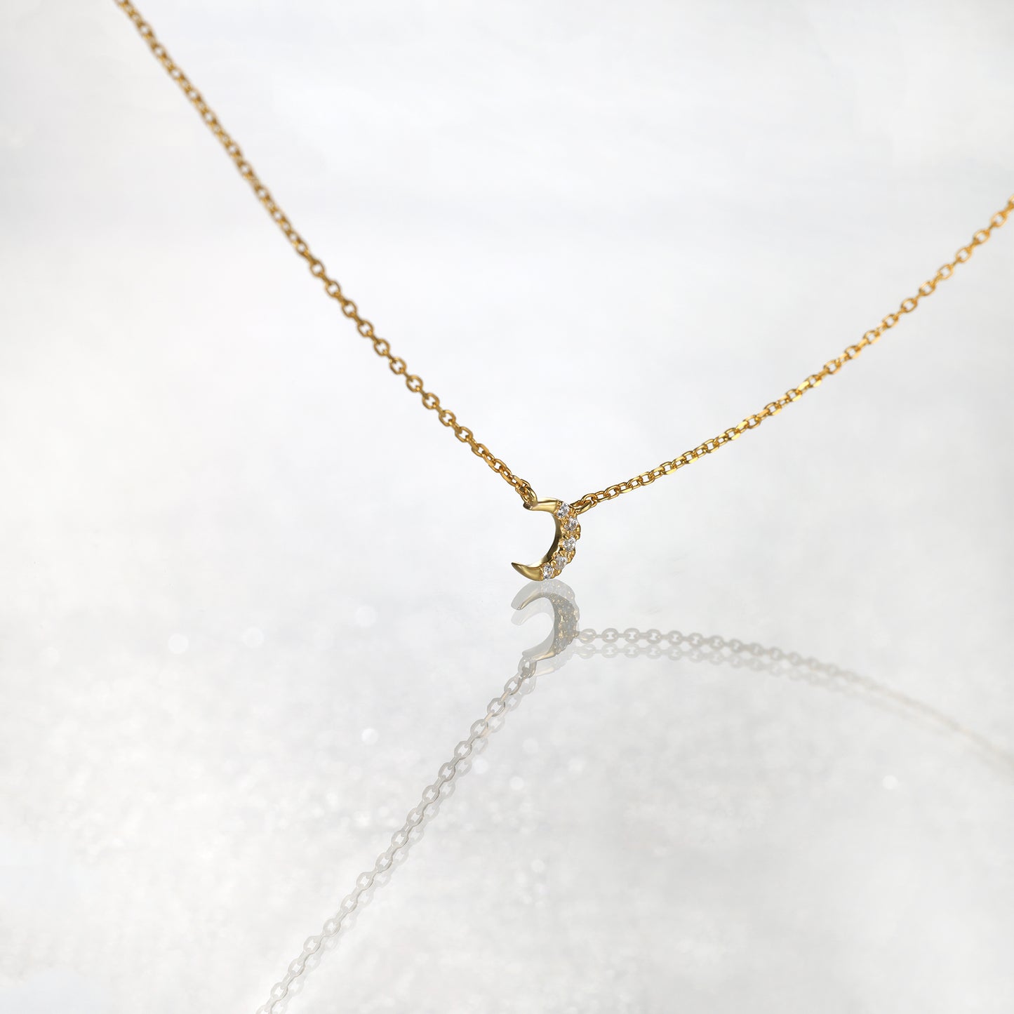 Tiny Moon Diamond Necklace