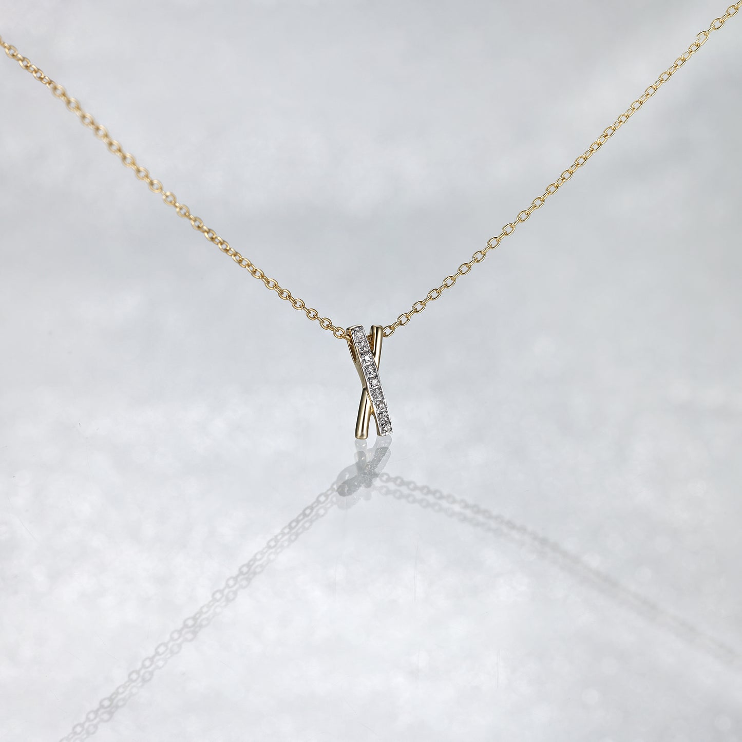 18K Gold X Initial Necklace