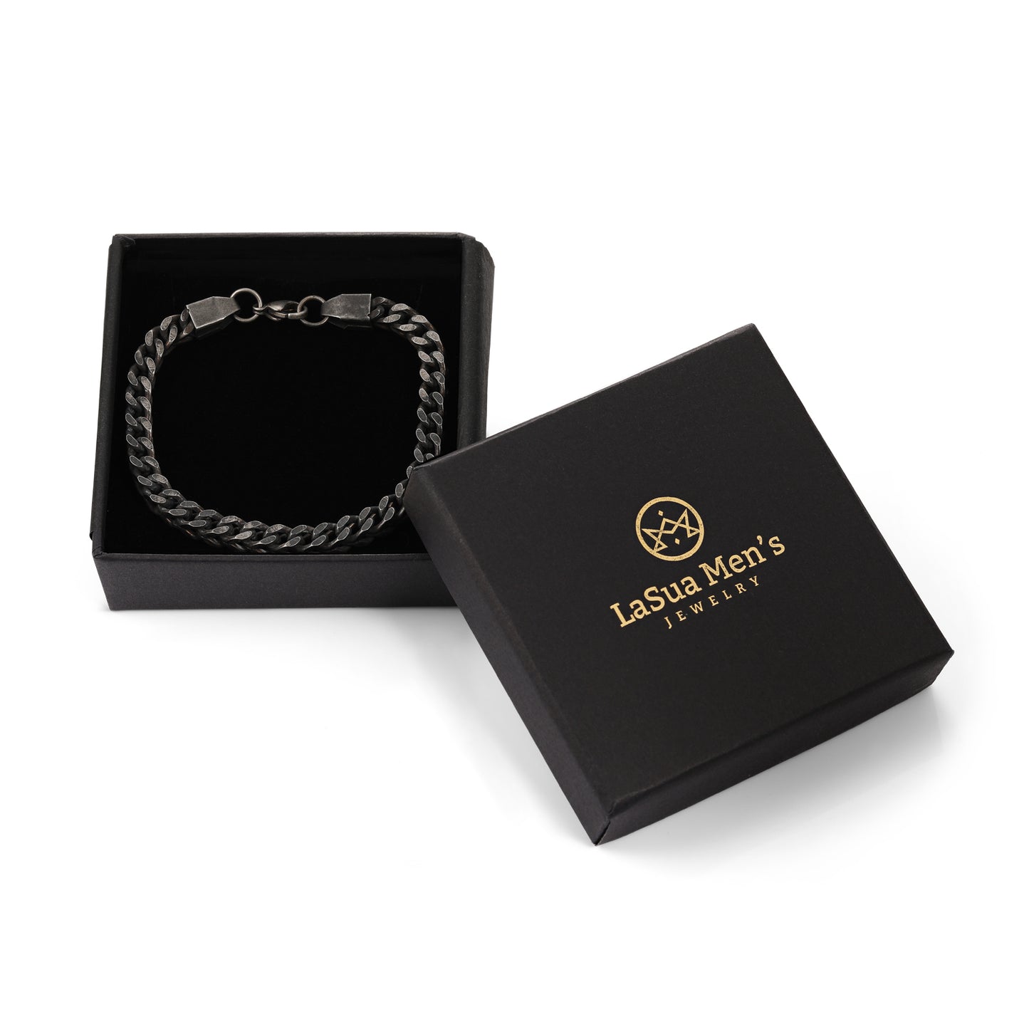 Mens Bracelet with Wheat Chain Gunmetal Plated (B0011)