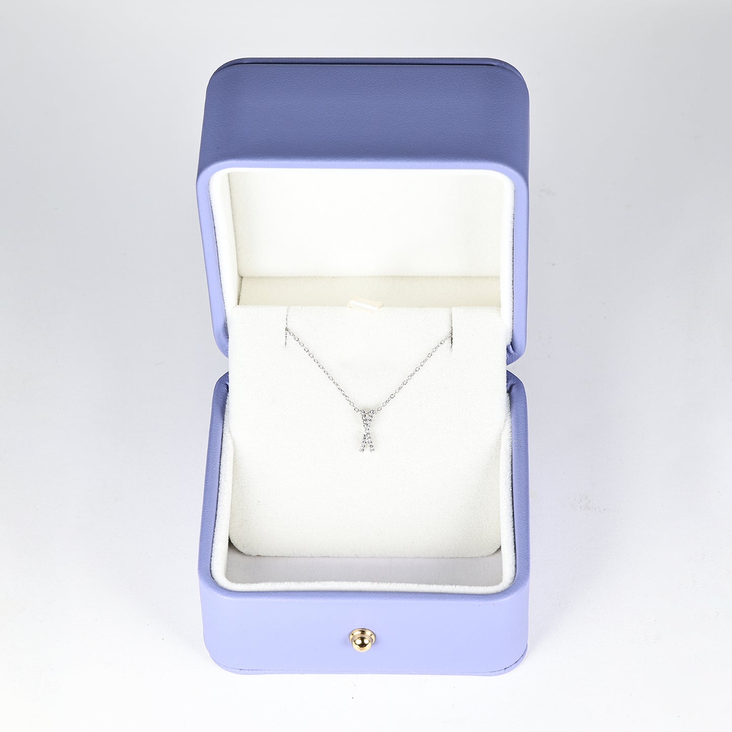 18K White Gold Initial X Double Diamond Necklace