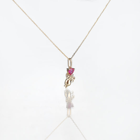 Heart Ruby Mouse Necklace