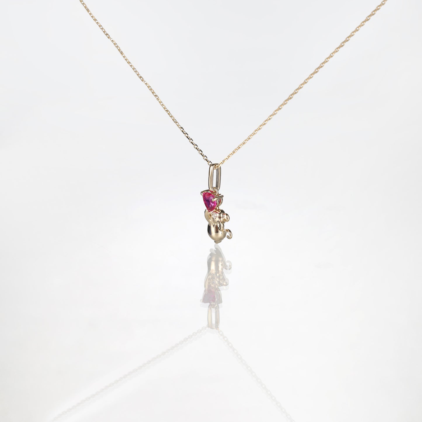 Heart Ruby Mouse Necklace