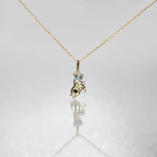 Heart Sky Blue Topaz Mouse Necklace