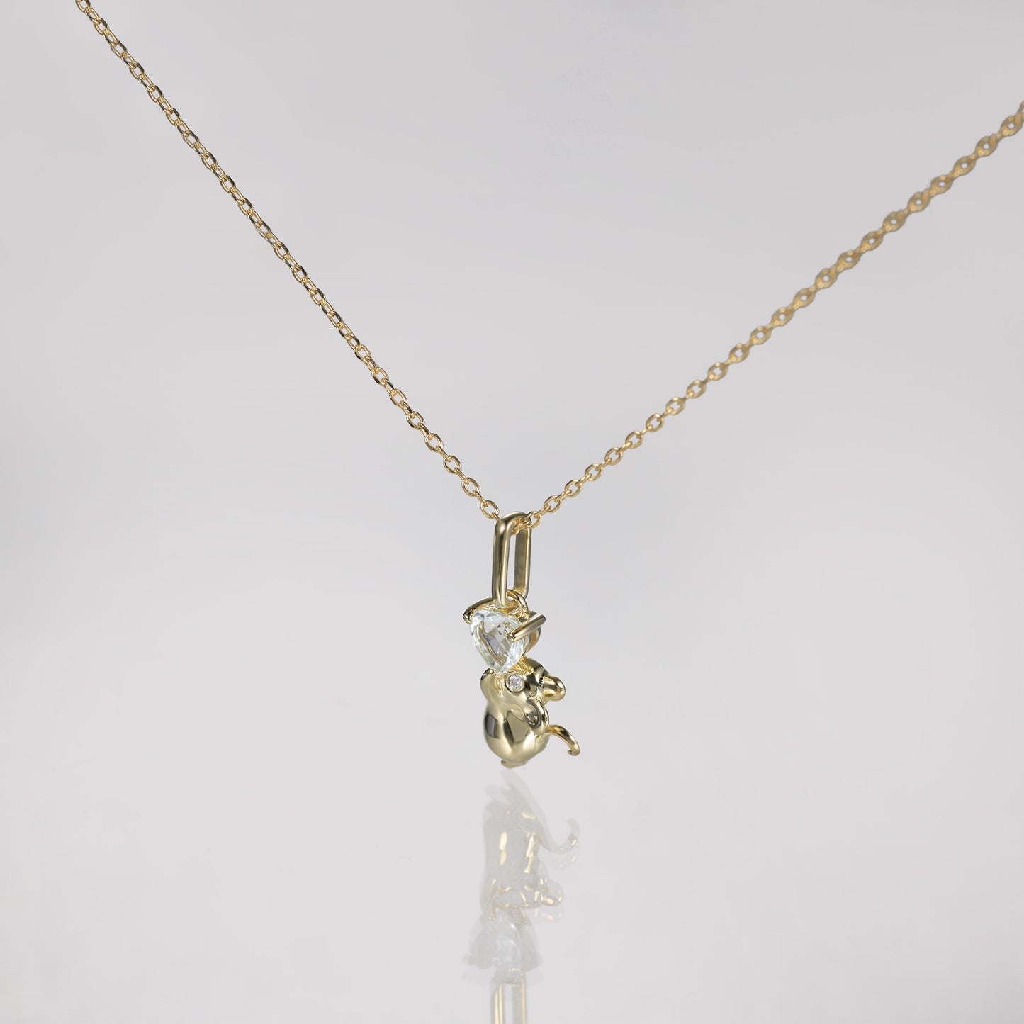 Heart Sky Blue Topaz Mouse Necklace