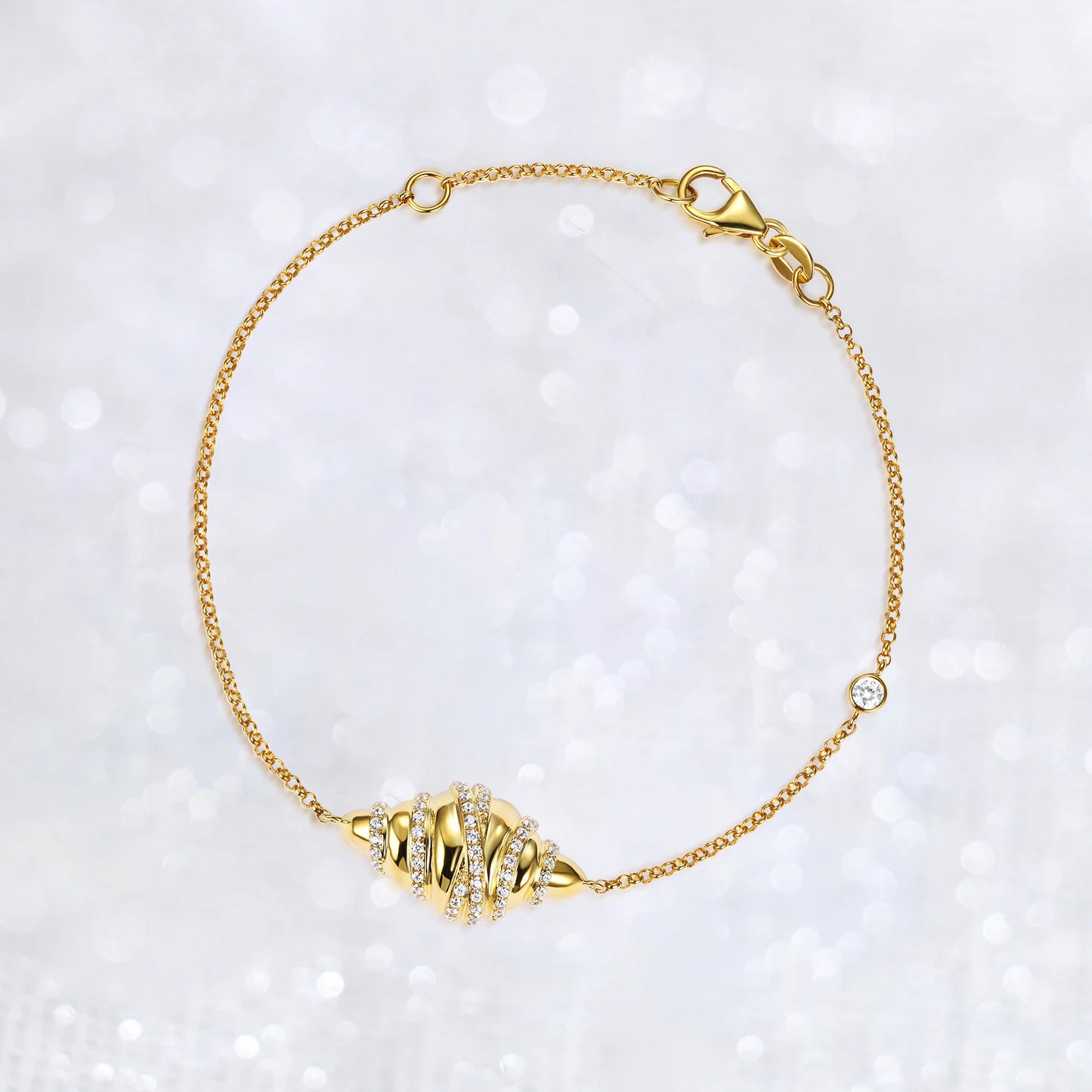 14K Gold Croissant Diamond Bracelet