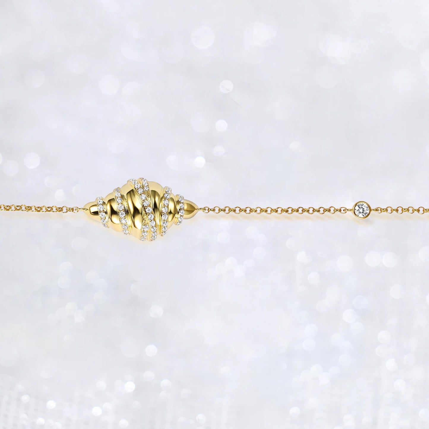14K Gold Croissant Diamond Necklace