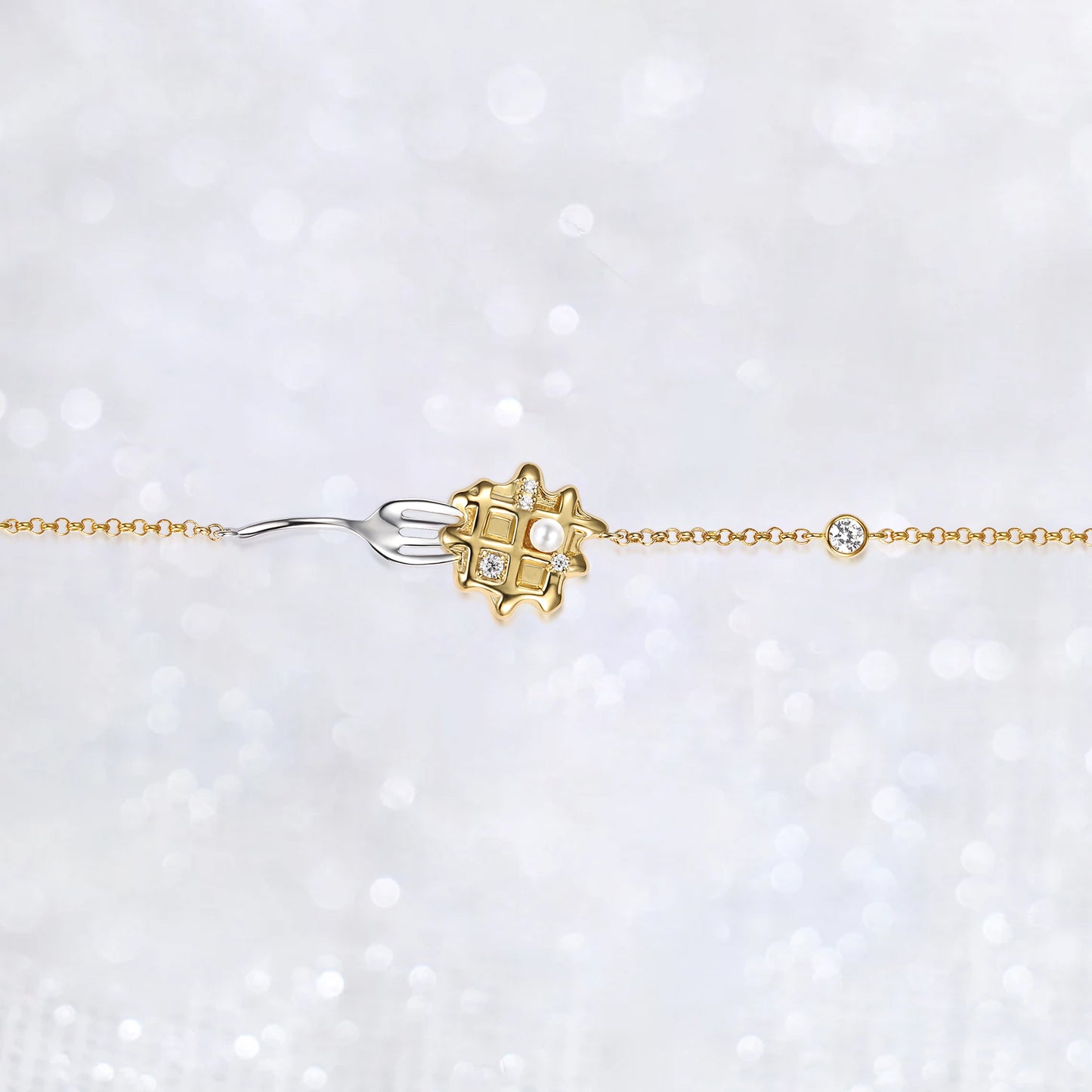 Pearl Diamonds Waffles Fork Bracelet