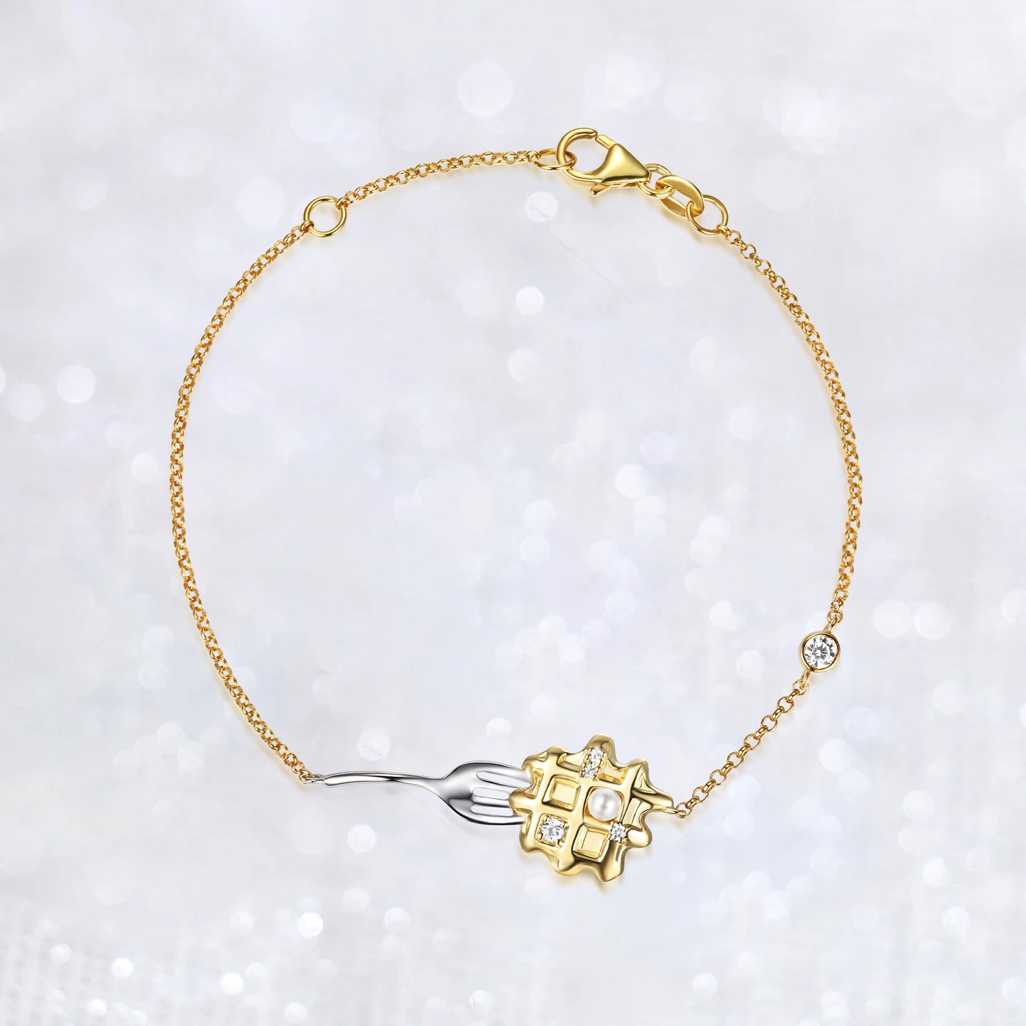 Pearl Diamonds Waffles Fork Bracelet