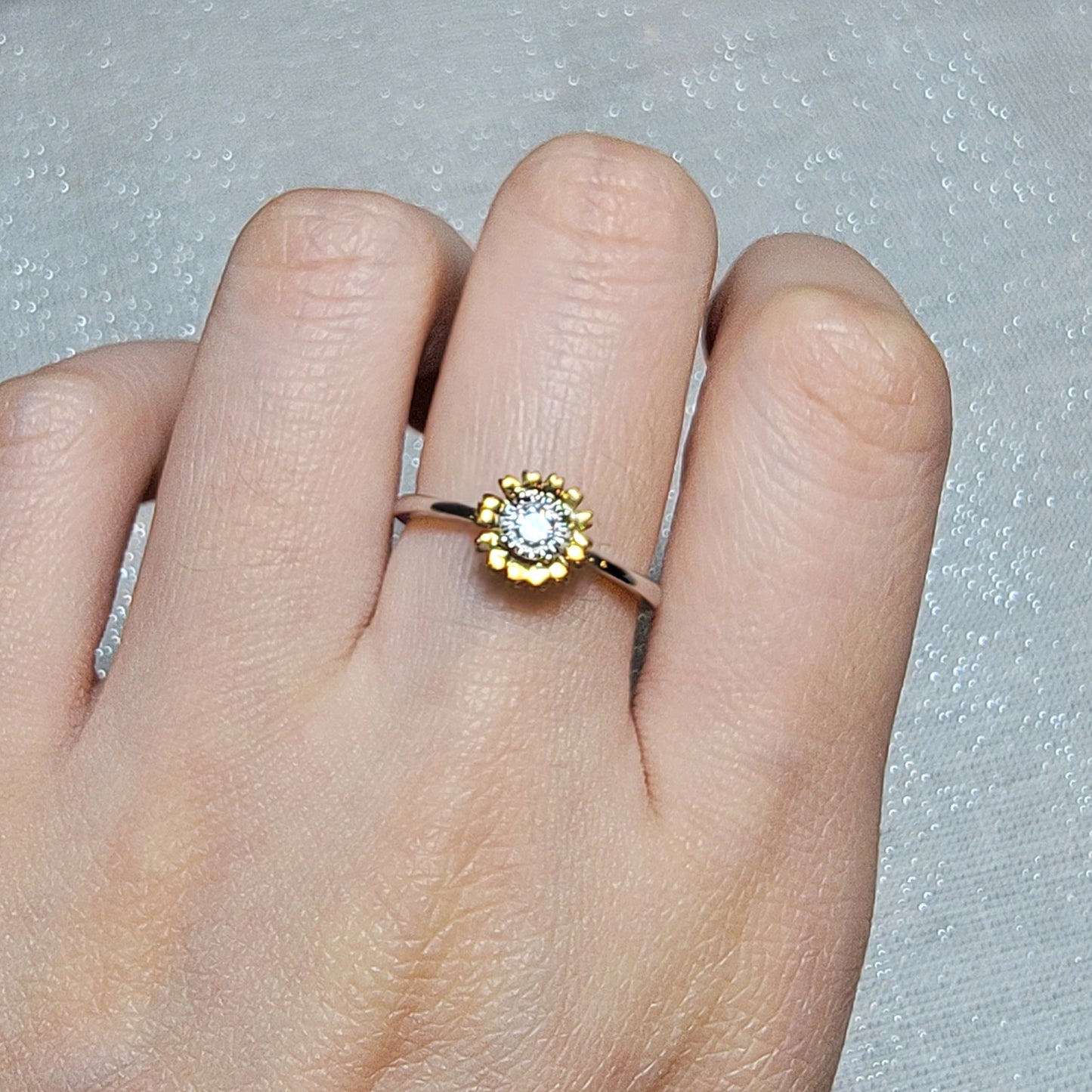 Sun Flower Diamond Floral Ring