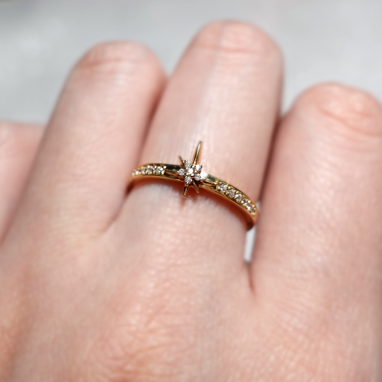 Rose Gold Spark Diamond Star Ring