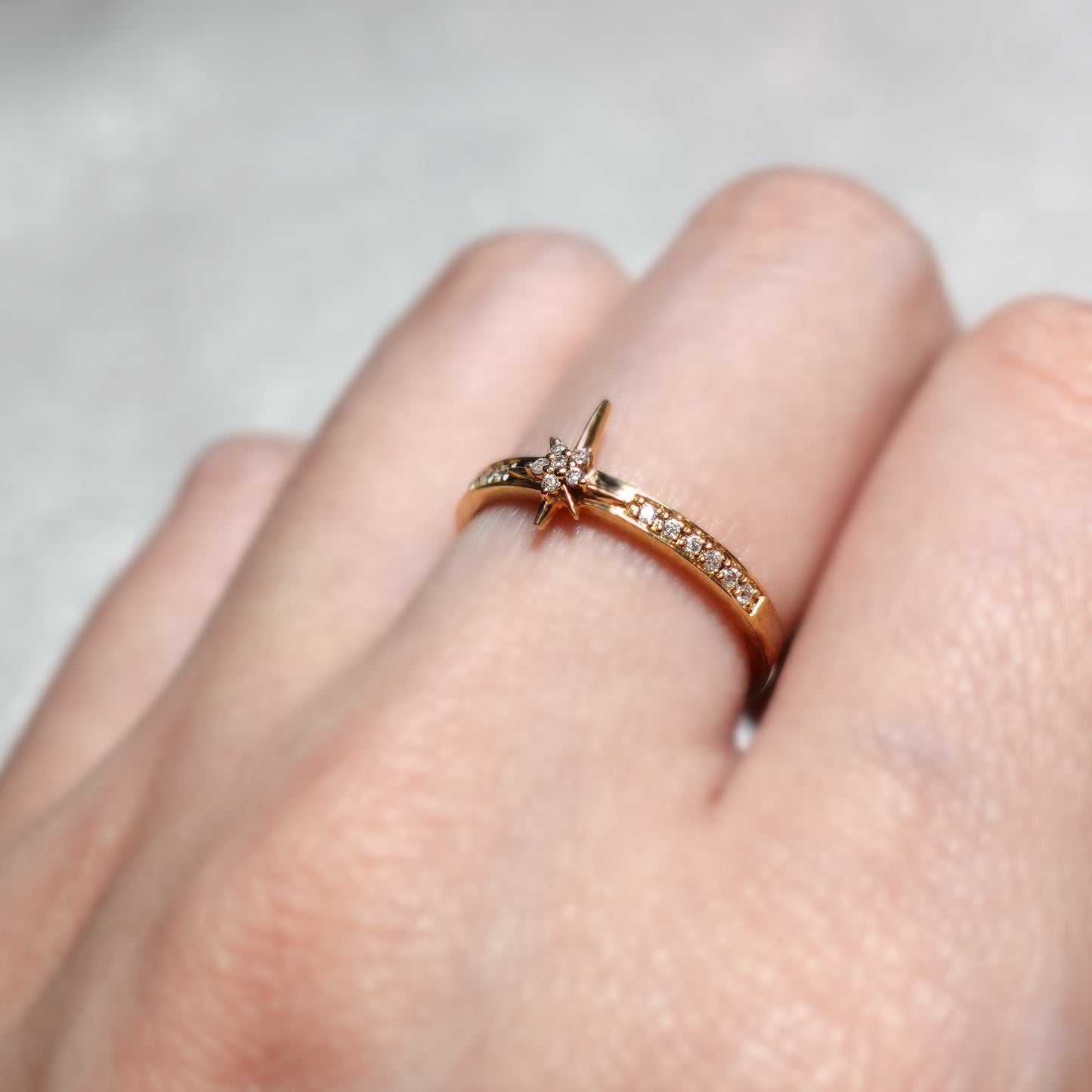 Rose Gold Spark Diamond Star Ring