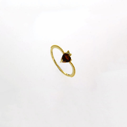 Heart Garnet Apple Ring