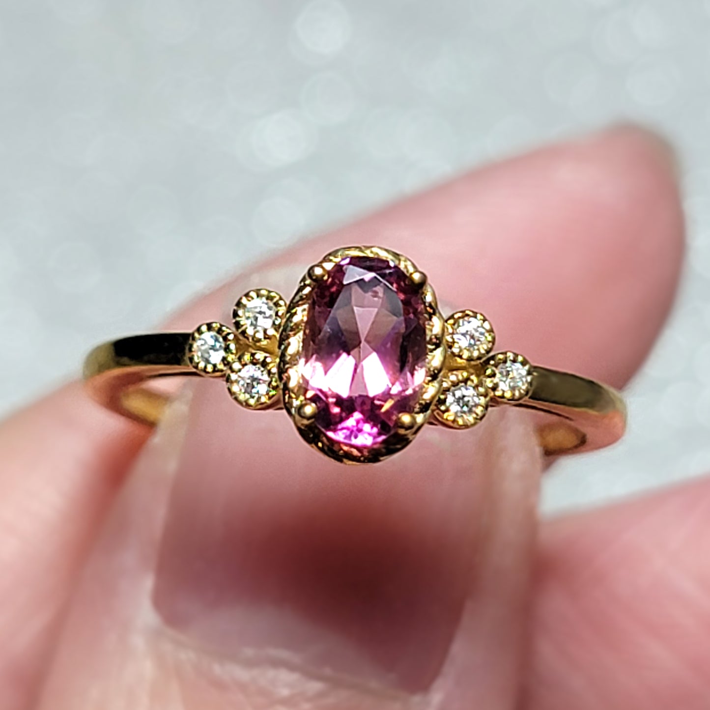 Oval Pink Rhodolite Garnet Ring