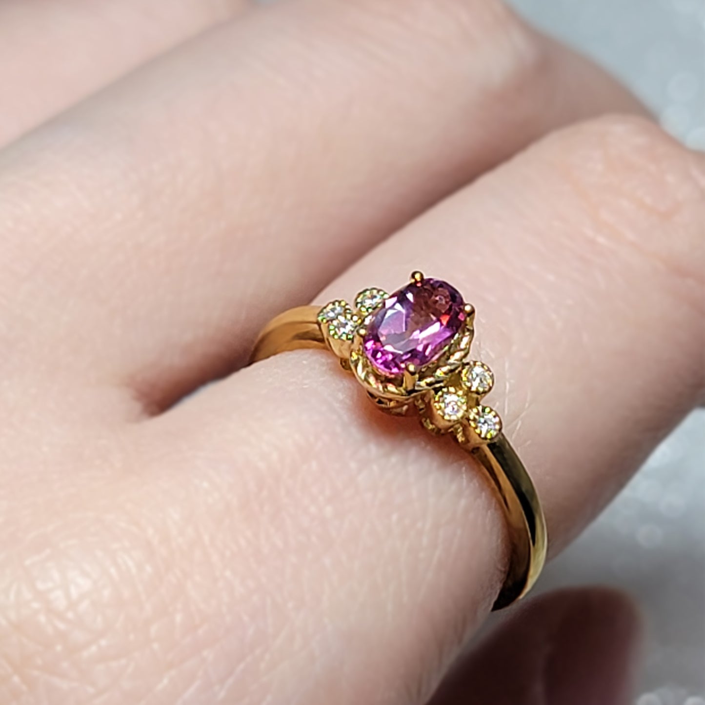 Oval Pink Rhodolite Garnet Ring