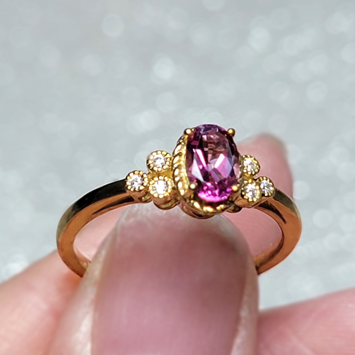Oval Pink Rhodolite Garnet Ring