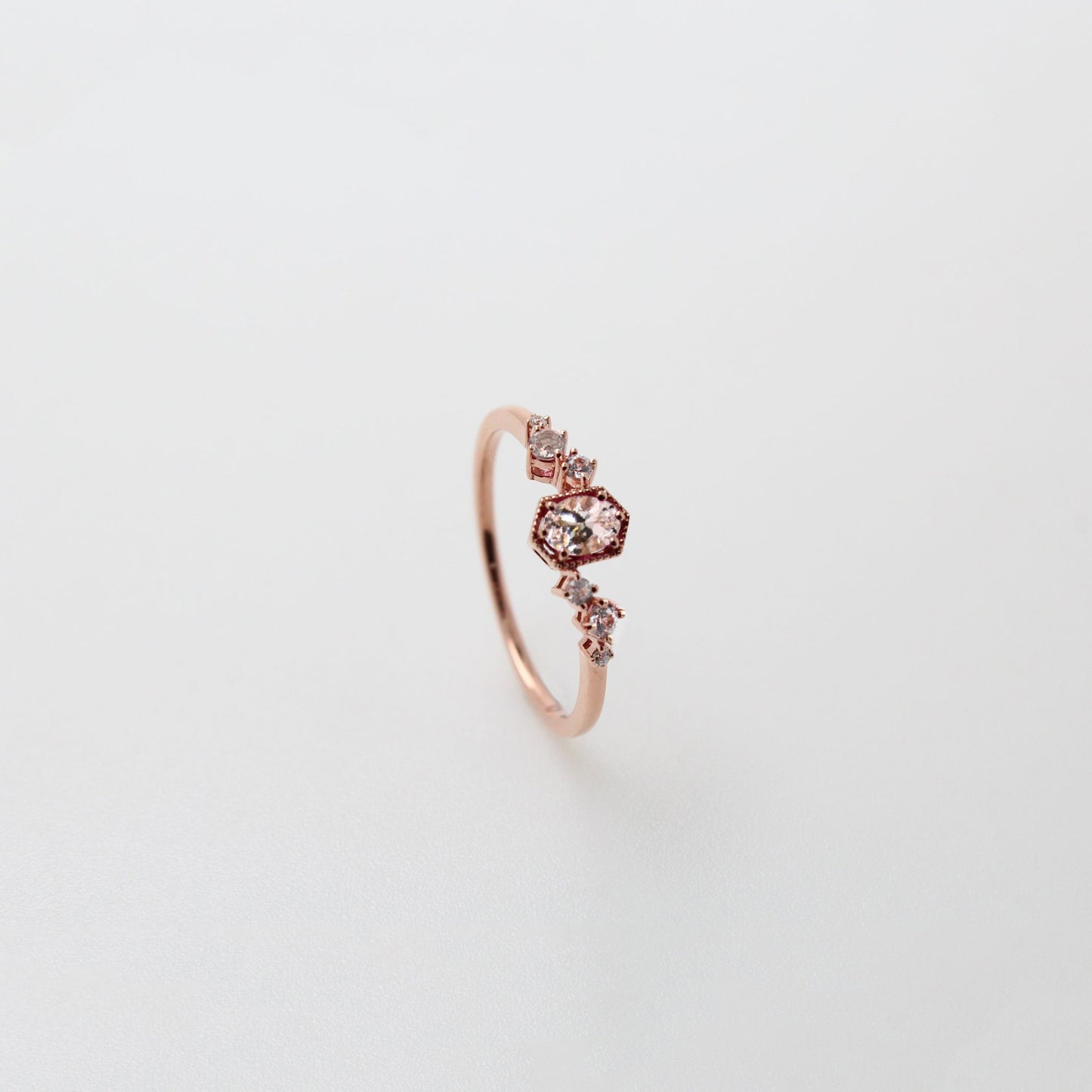 Oval Morganite Milgrain Ring