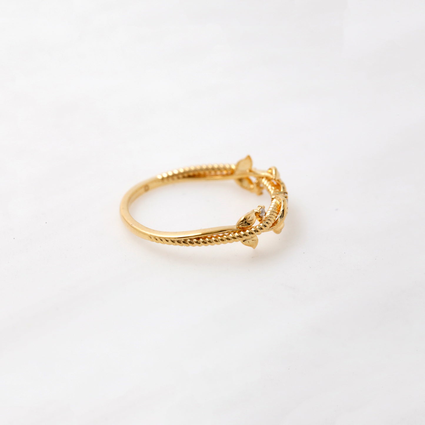 Gold Leaf Diamond Twig Ring