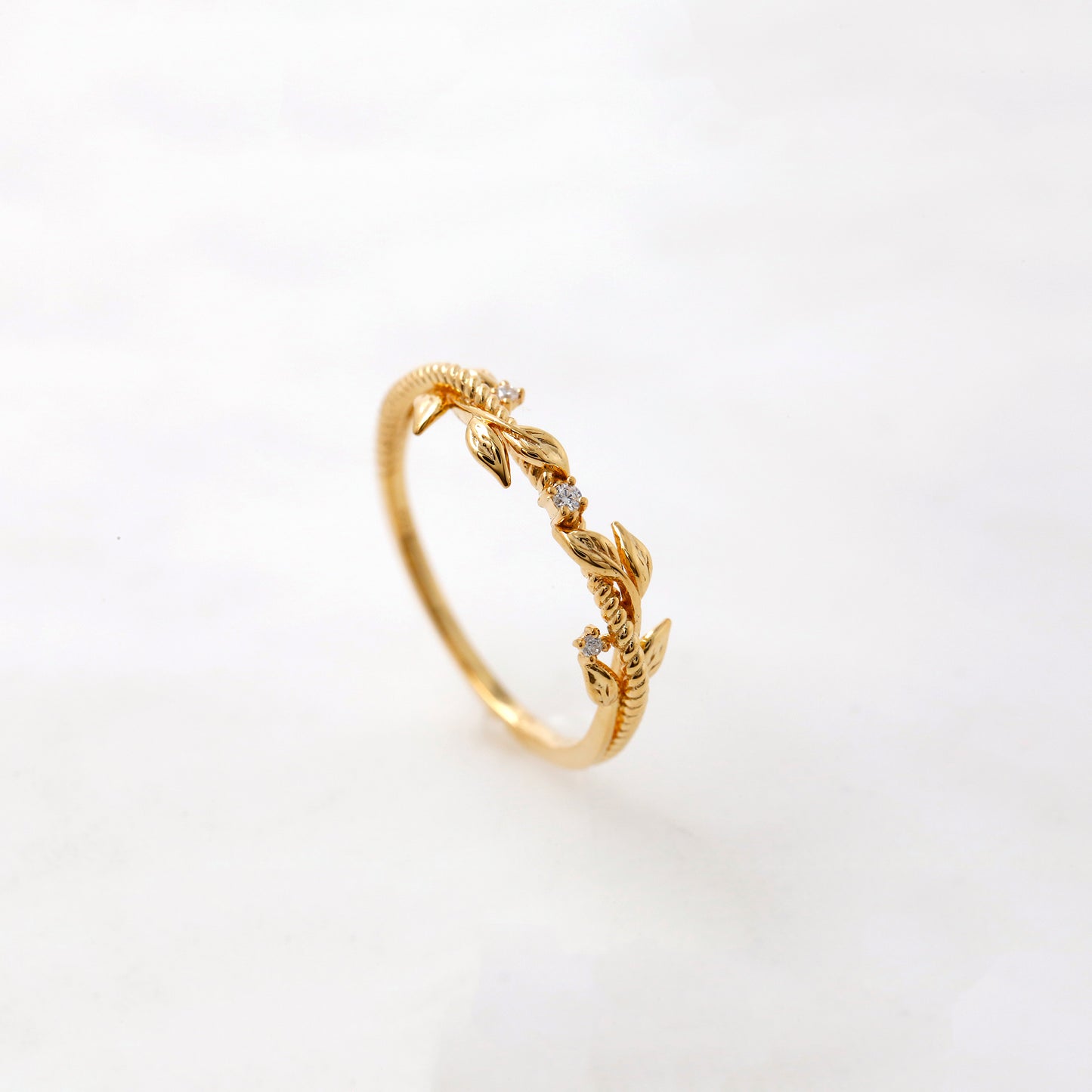 Gold Leaf Diamond Twig Ring